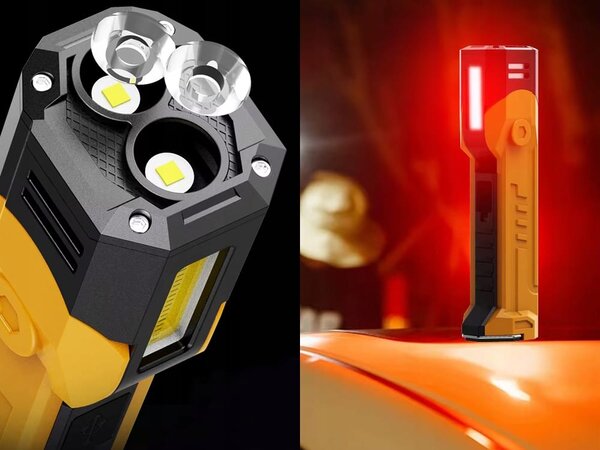 3 u 1 cob led baterija. magnetska radionička lampa powerbank usb lcd kuka žuta