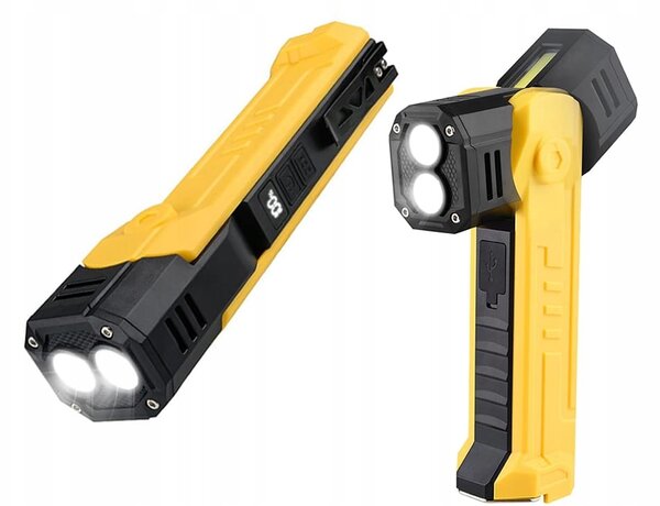 3 u 1 cob led baterija. magnetska radionička lampa powerbank usb lcd kuka žuta