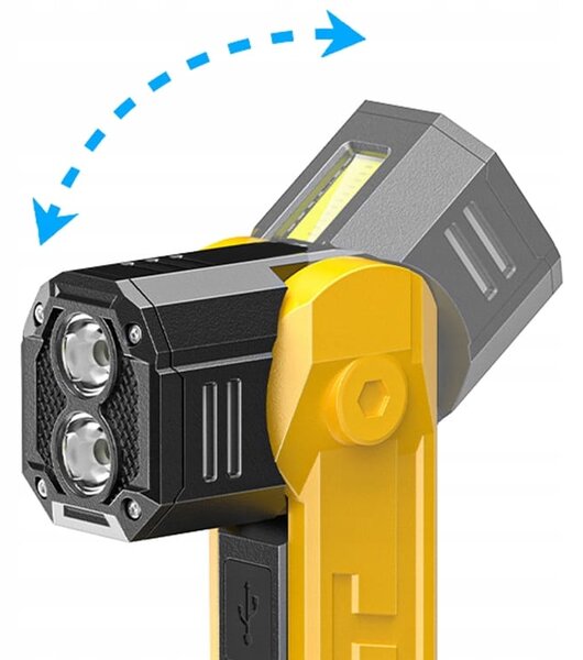 3 u 1 cob led baterija. magnetska radionička lampa powerbank usb lcd kuka žuta