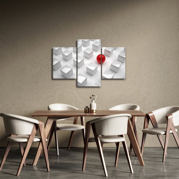 Slika apstrakcije - kocka sa kuglom (90x60 cm)