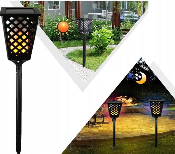 Solarna vrtna podna led lampa s efektom gorućeg plemena 107cm