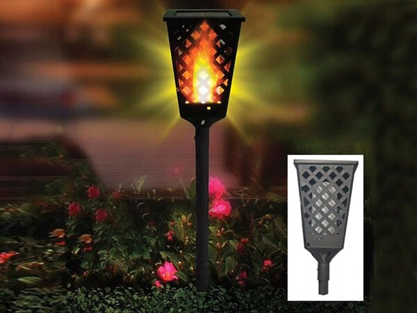 Solarna vrtna podna led lampa s efektom gorućeg plemena 107cm