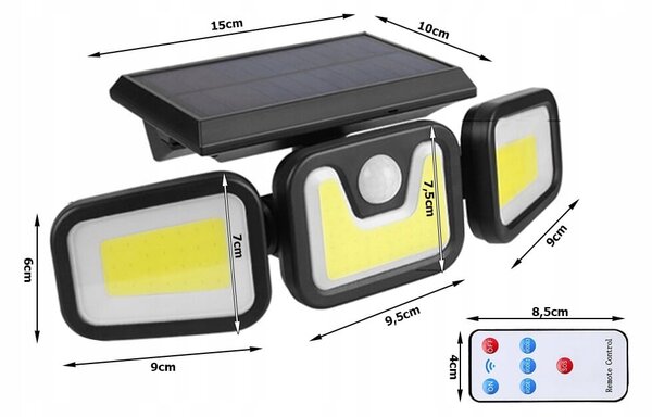 100 led cob solarna zidna svjetiljka sa senzorom pokreta 2400 mah ip67 daljinskim upravljačem