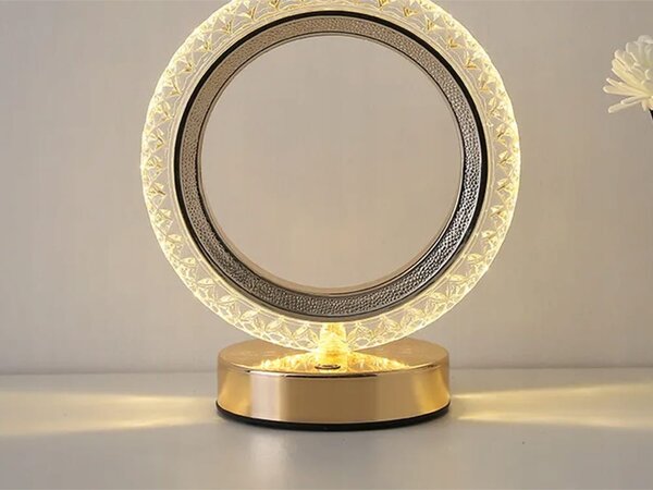 Led rgb baterija. kristalna ukrasna noćna lampa usb 18cm prsten