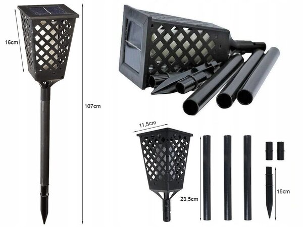 Solarna vrtna podna led lampa s efektom gorućeg plemena 107cm