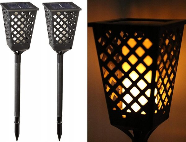 Solarna vrtna podna led lampa s efektom gorućeg plemena 107cm