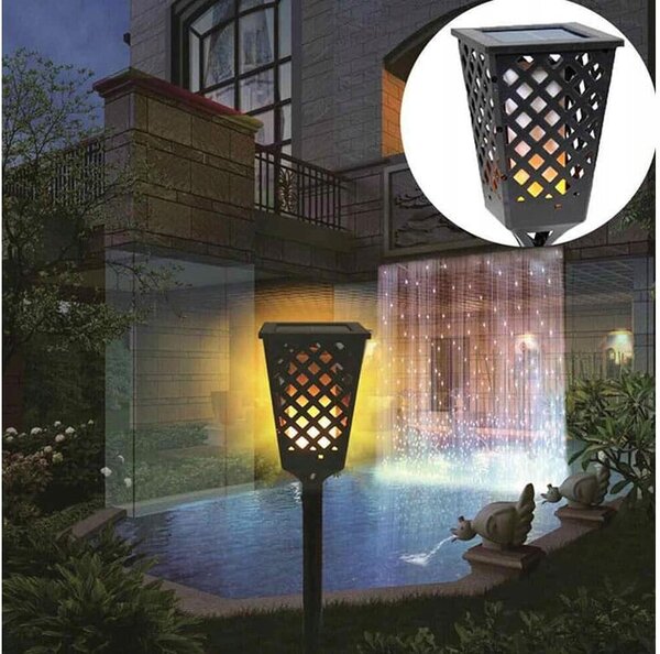 Solarna vrtna podna led lampa s efektom gorućeg plemena 107cm
