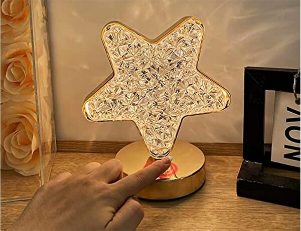Led rgb baterija. kristalna ukrasna noćna lampa usb 17cm zvijezda