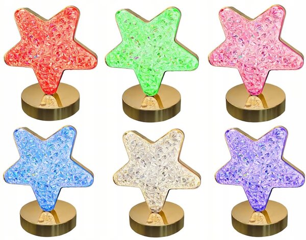 Led rgb baterija. kristalna ukrasna noćna lampa usb 17cm zvijezda