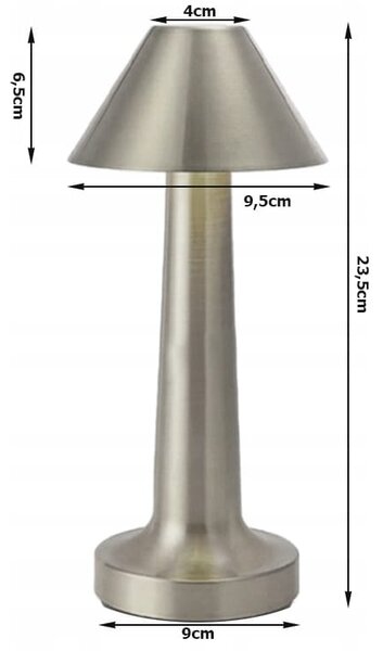 Ledena metalna baterija. 1500mah stolna lampa na dodir usb 3 boje osvjetljenja srebrna