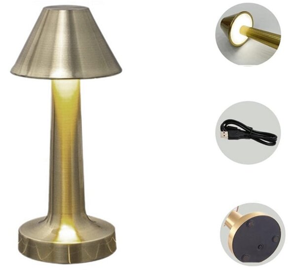 Ledena metalna baterija. 1500mah stolna lampa na dodir usb 3 boje osvjetljenja srebrna