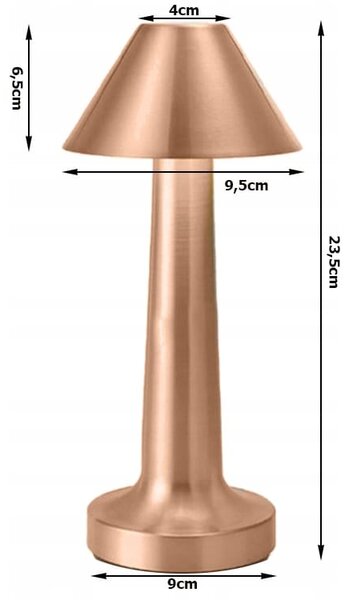 Ledena metalna baterija. 1500mah osjetljiva na dodir stolna lampa USB 3 boje osvjetljenja bakar