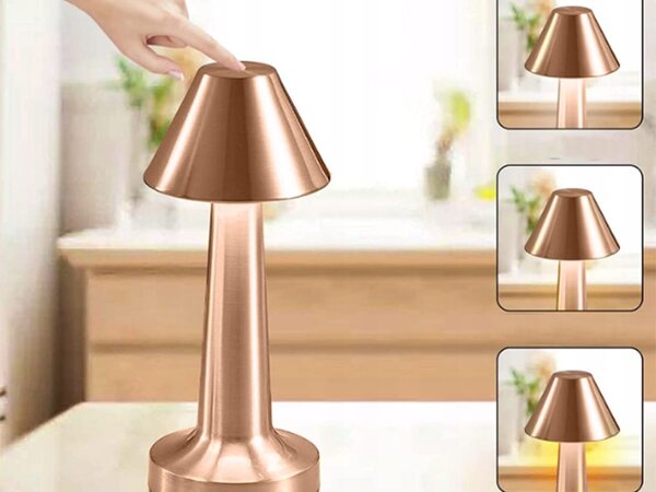 Ledena metalna baterija. 1500mah osjetljiva na dodir stolna lampa USB 3 boje osvjetljenja bakar