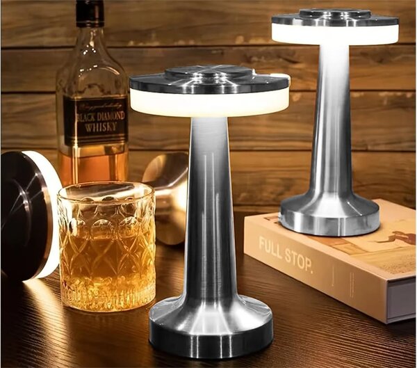 Ledena metalna baterija. 1500mah stolna svjetiljka osjetljiva na dodir usb srebrna