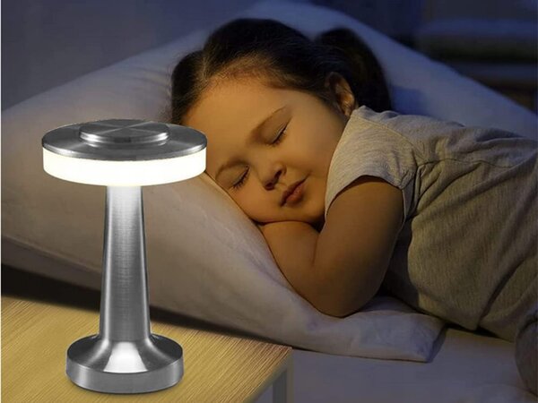 Ledena metalna baterija. 1500mah stolna svjetiljka osjetljiva na dodir usb srebrna