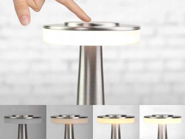 Ledena metalna baterija. 1500mah stolna svjetiljka osjetljiva na dodir usb srebrna