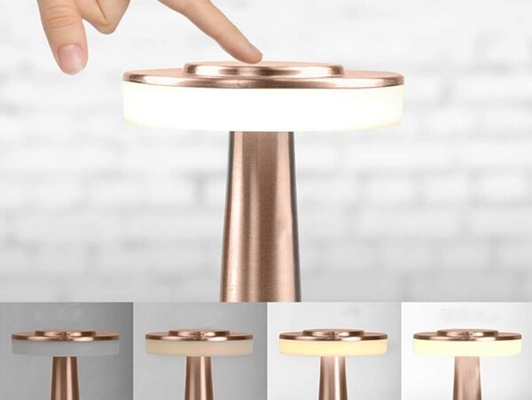 Ledena metalna baterija. 1500mah stolna svjetiljka osjetljiva na dodir usb bakrena