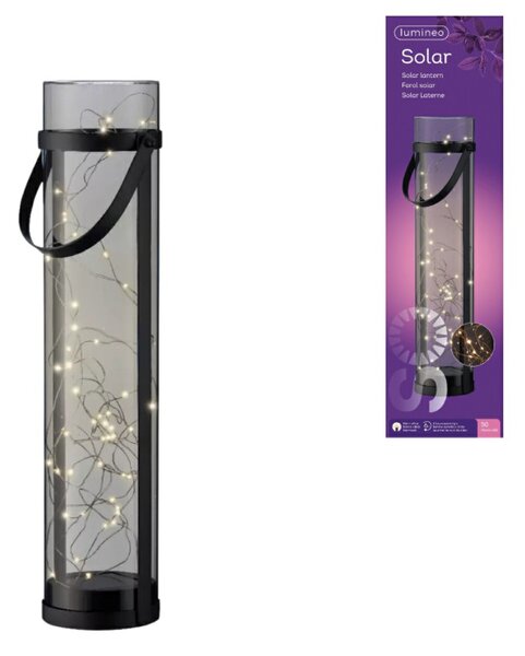 Solarna lampa LANTERN GREY 46 cm siva