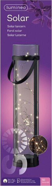Solarna lampa LANTERN GREY 46 cm siva