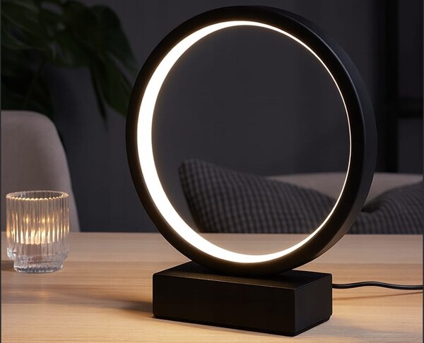 Led okrugla stolna lampa 3 boje svjetla usb 23cm crna