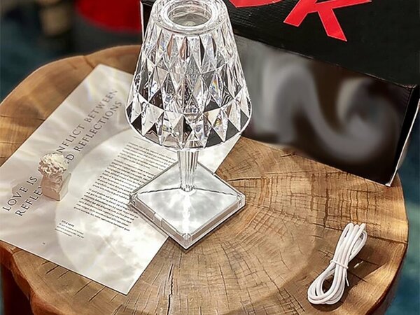 Led rgb baterija. stolna kristalna lampa usb daljinski 25cm