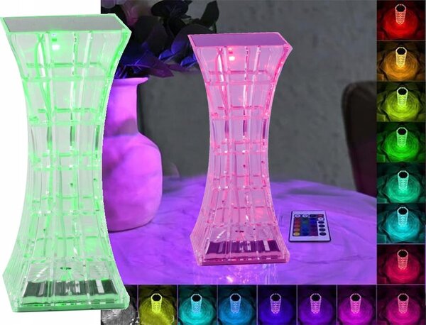 Led rgb baterija. stolna kristalna lampa usb daljinski pravokutni