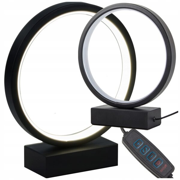 Led okrugla stolna lampa 3 boje svjetla usb 23cm crna