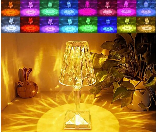 Led rgb baterija. stolna kristalna lampa usb daljinski 25cm