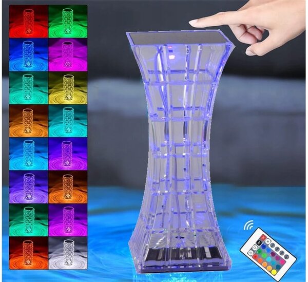 Led rgb baterija. stolna kristalna lampa usb daljinski pravokutni