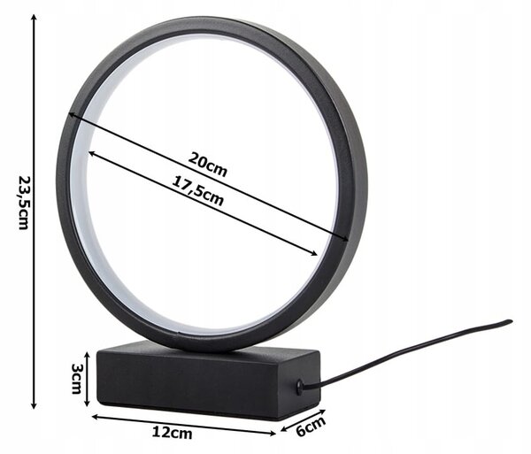 Led okrugla stolna lampa 3 boje svjetla usb 23cm crna