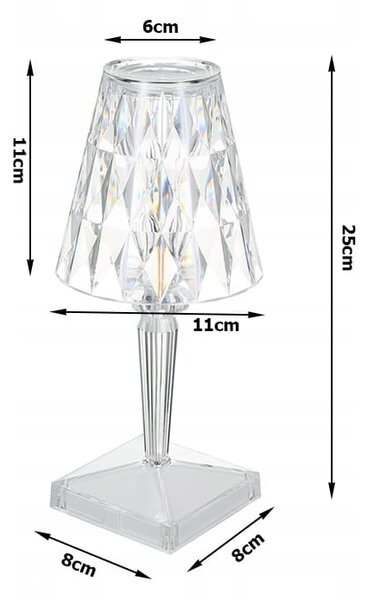 Led rgb baterija. stolna kristalna lampa usb daljinski 25cm