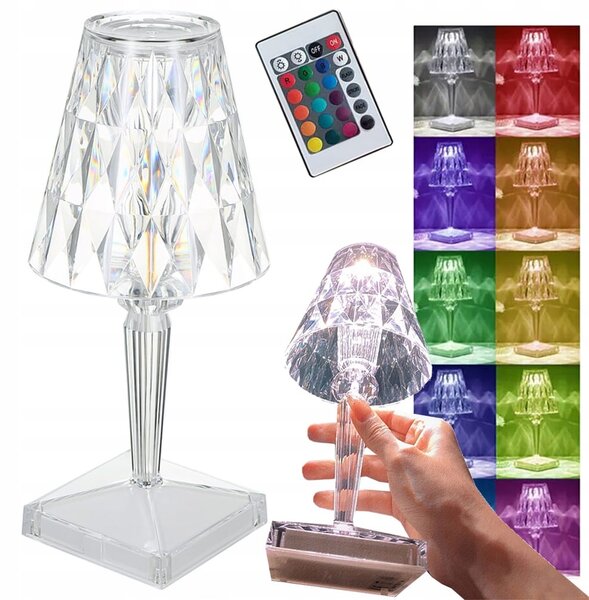 Led rgb baterija. stolna kristalna lampa usb daljinski 25cm