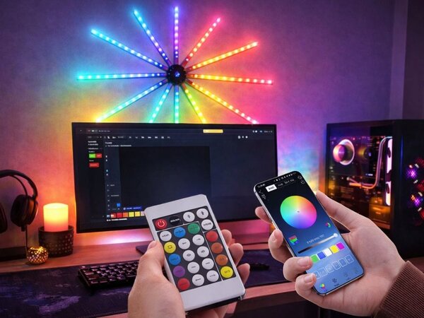 Usb led rgb pametna samoljepljiva vatrometna zidna svjetiljka app daljinski 111cm