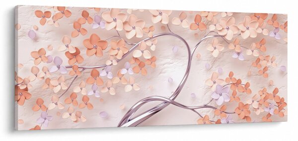 Slika koraljnih cvijetova stabla - apstrakcija (120x50 cm)
