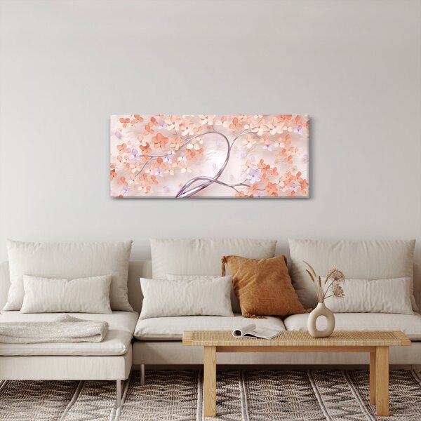 Slika koraljnih cvijetova stabla - apstrakcija (120x50 cm)