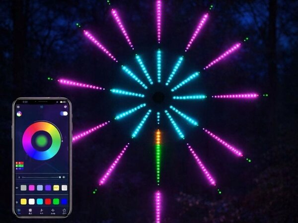 Usb led rgb pametna samoljepljiva vatrometna zidna svjetiljka app daljinski 111cm