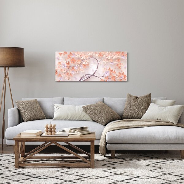 Slika koraljnih cvijetova stabla - apstrakcija (120x50 cm)