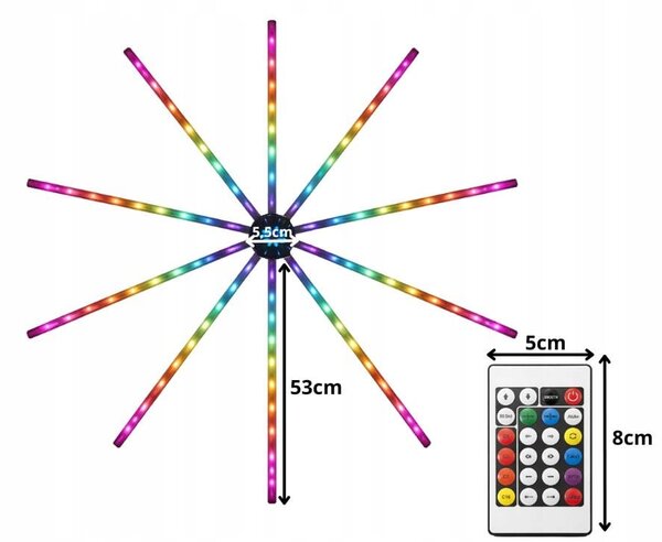 Usb led rgb pametna samoljepljiva vatrometna zidna svjetiljka app daljinski 111cm