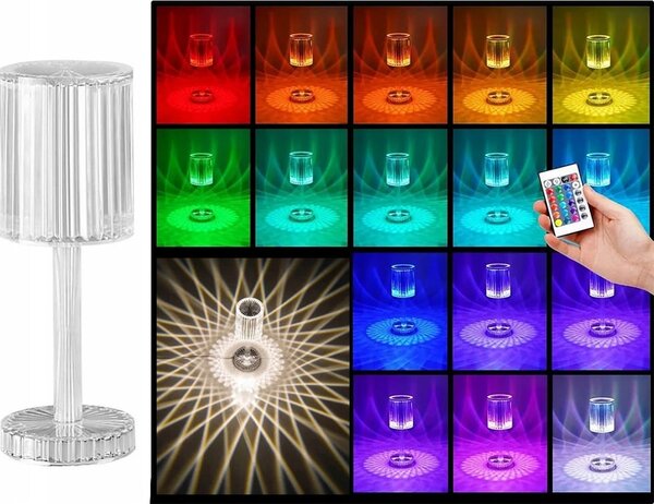 Led rgb baterija. stolna kristalna lampa usb daljinski