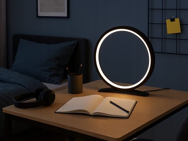Led okrugla stolna lampa 3 boje svjetla usb 26cm crna