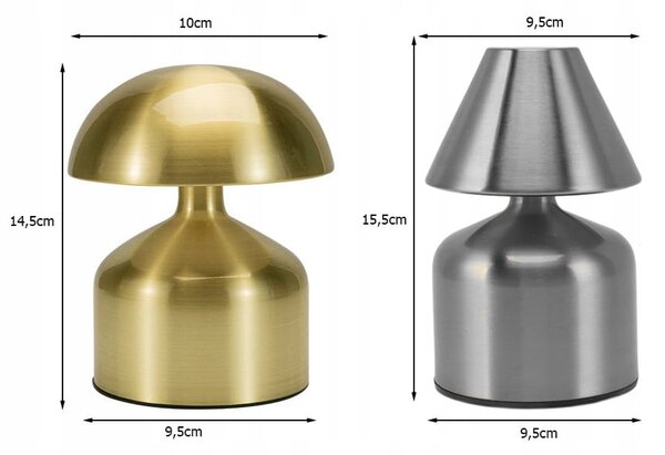 Ledena metalna baterija. dodirna stolna lampa usb spužva srebrna ili zlatna
