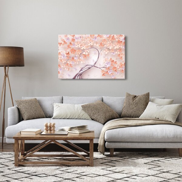 Slika koraljnih cvijetova stabla - apstrakcija (90x60 cm)