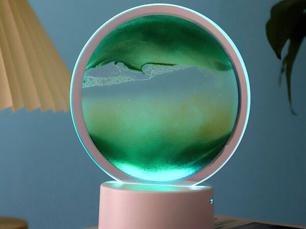 Usb led rgb 3d stolno staklo slikanje pijeskom 19 cm zelena