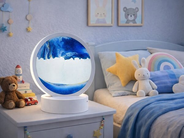 Usb led rgb 3d desktop staklo slikanje pijeskom 19cm plavo
