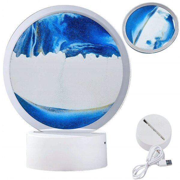 Usb led rgb 3d desktop staklo slikanje pijeskom 19cm plavo