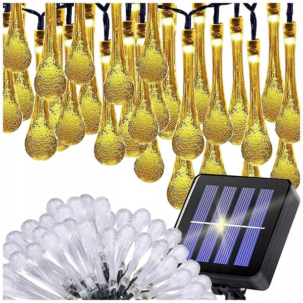 Led 50 topli bijeli vanjski solarni ukrasni vijenac od svijeća 8 funkcija