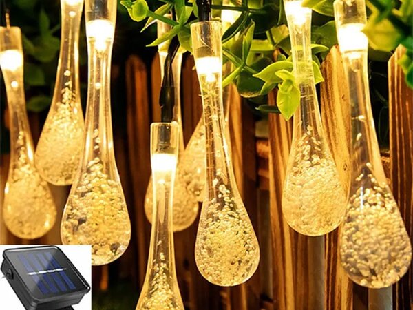 Led 50 topli bijeli vanjski solarni ukrasni vijenac od svijeća 8 funkcija