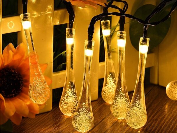 Led 50 topli bijeli vanjski solarni ukrasni vijenac od svijeća 8 funkcija