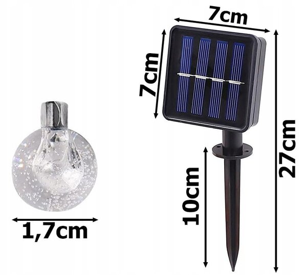 Led rgb 20 vanjski solarni ukrasni vijenac 8 funkcija