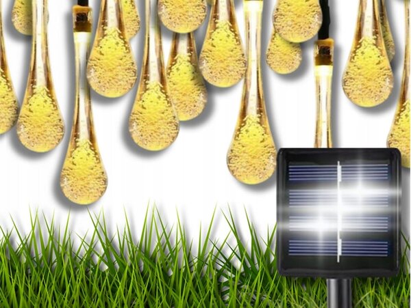 Led 50 topli bijeli vanjski solarni ukrasni vijenac od svijeća 8 funkcija